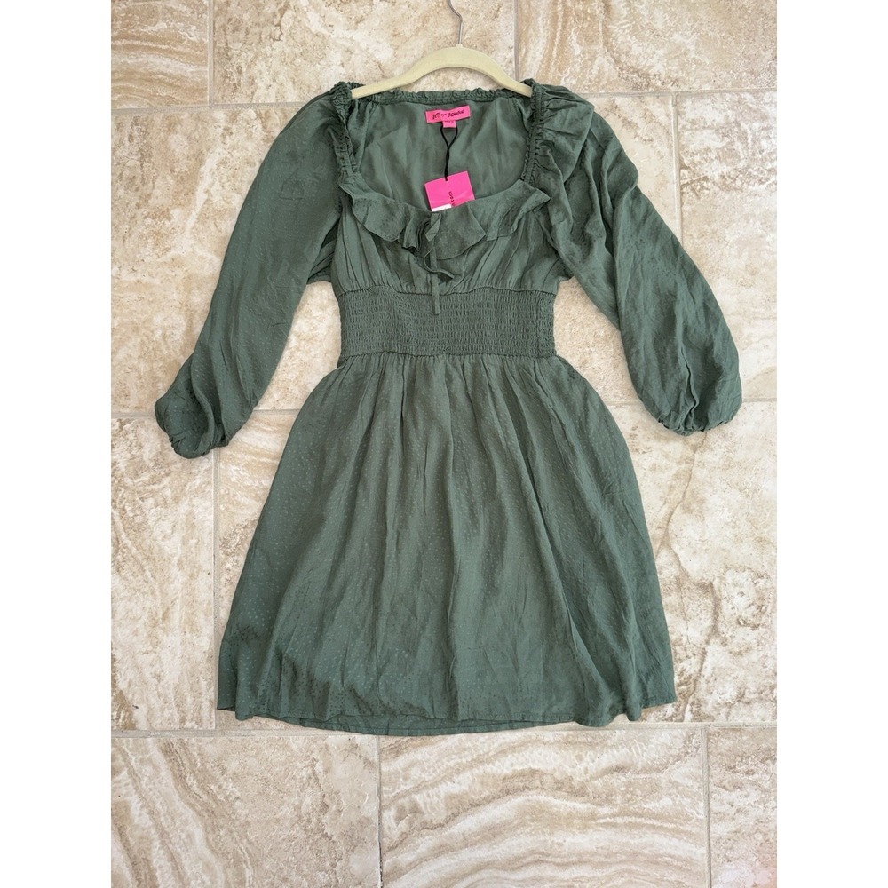 NEW Betsey Johnson Women's Ruffled Dot Jacquard Mini Summer Spring Dress Size S - Picture 4 of 10